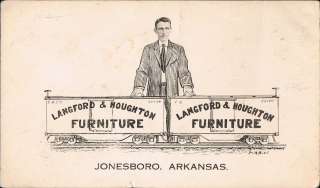   AK Langford & Houghton Furniture Railroad Cars Artist Drawn Postcard