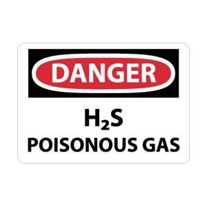     Danger, H2S Poisonous Gas, 10 X 14, Pressure Sensitive Vinyl