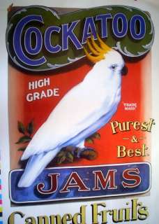 Vintage Antique Advertising Cockatoo Jams Print Parrot  