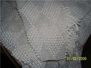 ANTIQUE Early 1900s Hand Crochet BED SPREAD Bedspread Tatting Popcorn 