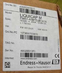 Endress+Hauser LIQUICAP M FMI51 A1BTDJB1A1A LevelSensor  