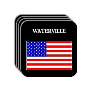  US Flag   Waterville, Maine (ME) Set of 4 Mini Mousepad 