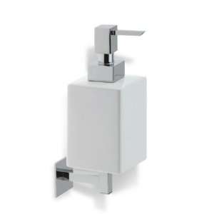   Mounted Square White Ceramic Soap Dispenser, Chrome