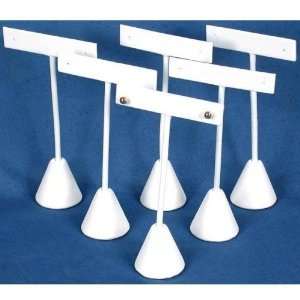   Earring T Stand White Leather Showcase Display 4.75