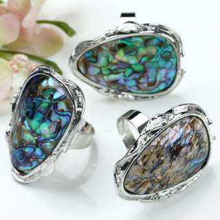 PRETTY Abalone Shell Beads Adjustable FINGER RINGS 1PC. The Picture is 