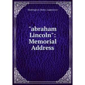   Memorial Address Washington (State). Legislature  Books