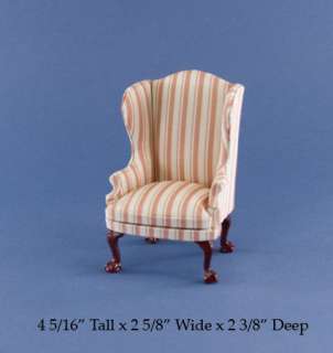 Dollhouse Miniature Elegant Pink Stripe Chair #C1006P  