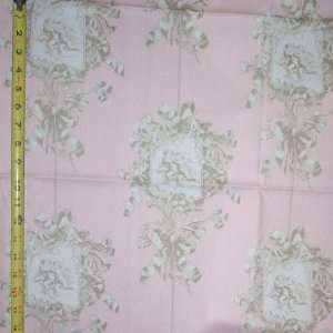   Fabric Angel Toile, Color Tan/rose Braemore Toile Fabric the Yard