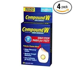 Compound W Wart Remover One Step Pads for Feet, Maximum Strength, 20 