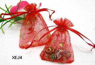   /12x9cm Red Christmas Organza Wedding Favor Gift Bags Pouch Jewelry