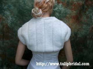 Off White faux fur bridal shrug bolero wrap FS001 small  