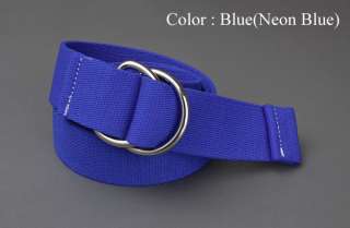 New Womens Double D Ring Neon Color Webbing Belt  