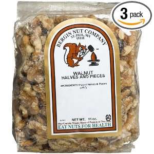 Bergin Nut Company Walnuts Halves and Pieces, 11 Ounce Bags (Pack of 3 