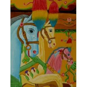  Painted Ponies, Original Painting, Home Decor Artwork 