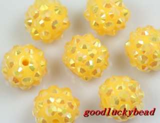 50pcs yellow Acrylic Resin Rhinestones Spacer Beads 12mm  