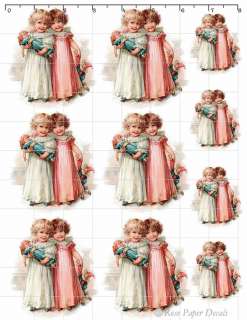 De VC 93 Chic Shabby Victorian Lil Girls With PJs/Dolls Decals