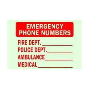 Sign,10x14,emergency Phone Numbers   BRADY  Industrial 