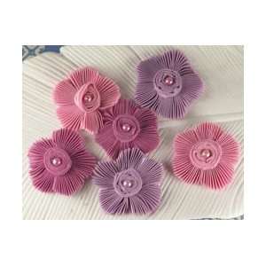  Prima Flowers Harlow Pleated Fabric Flowers With Pearl 2 