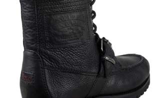 Polo by Ralph Lauren Mens Boots Radbourne Black Oiled Tumbled 