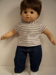 DENIM Jeans GRAY Stripe T Doll Clothes For Bitty Baby♥  