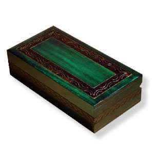   , 5004, Top Border Inlay Design. This Green Tone Box Is 7x3.5x1.75