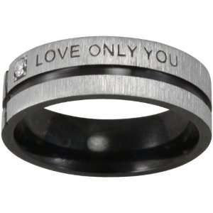  Black Tone Stainless Steel Love Only You Cubic Zirconia Band 