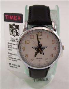 Vtg Timex Indiglo NFL Dallas Cowboys Silver Tone Watch  