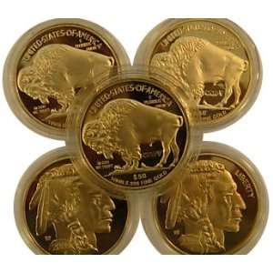    Lot of 5   2008 $50 Gold Buffalo Replica Coins 