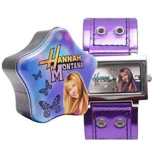 Disney Hannah Montana Purple Leather Band Watch in A Tin Box, Hannah 