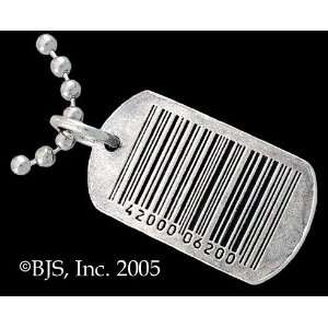 Geek Barcode Sterling Silver Tag ID includes 18 long silver colored 