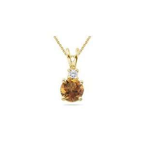  0.07 Ct Diamond & 3.01 Ct Citrine Pendant in 18K Yellow 