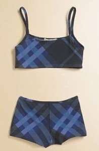 BURBERRY GIRLS TWO PIECE SWIMSUIT ~ INK BLUE ~ GIRLS SIZE 14 ~ NWT $ 