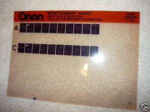 Onan Montgomery Ward 4.0 & 6.5 KW Portable Parts Manual  