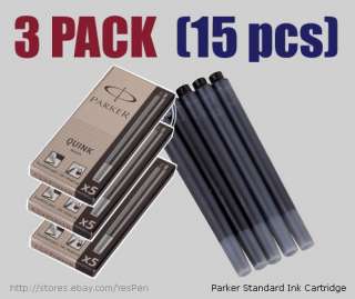 Lot 3 Pack (15pcs) Parker Quink Ink Refilsl Fountain Pen Cartridges 