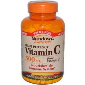  Sundown Naturals  Vitamin C, 500mg, Ascorbic Acid, 400 
