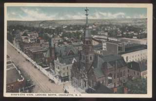 Postcard Charlotte NC Aerial View North 1907s  