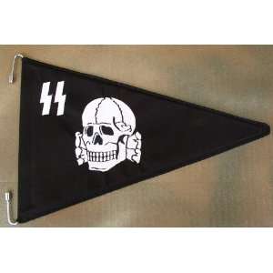  German WW2 Rigid Staff Auto Pennant S.S. Runes & Skull 