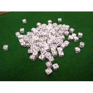  Mini 5mm 6 Sided White Dice Toys & Games