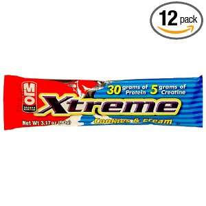 MLO Xtreme Bars, Cookies & Cream, 3.17 Ounce Bars (Pack of 12)  