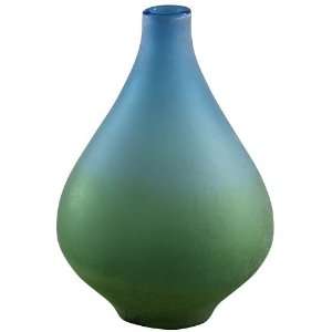  Vizio Blue and Green 13 3/4 High Art Glass Vase
