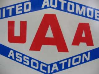 vtg United Automobile Association UAA Double Sided Sign Metal 