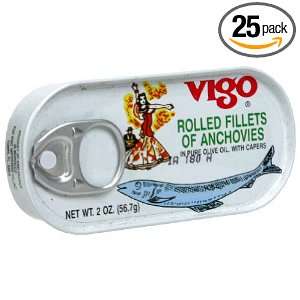 Vigo Anchovies Rolled, 2 ounces (Pack of25)  Grocery 