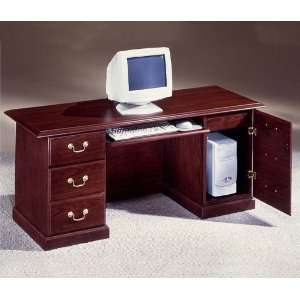   Wood Computer Credenza Desk in Sherwood Mahogany