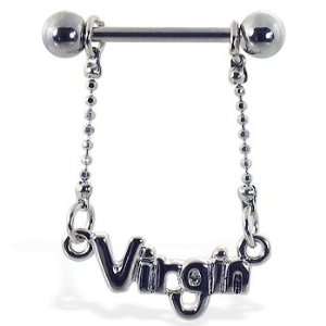  Navel ring with dangling VIRGIN,sold individually 