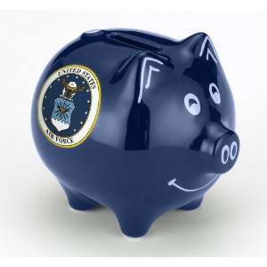  Piggy Bank Safe Air Force Stoneware Savings Money Cash Box 