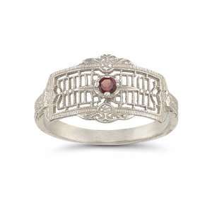    Vintage Filigree Garnet Cigar Band in .925 Sterling Silver Jewelry