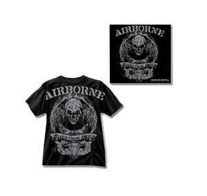 Black Ink Design Airborne Air Skull Tee, Black, New w/ Tags  