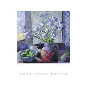 Still Life W Blue Flowers Limes by Anne Marie Butlin. Best Quality Art 
