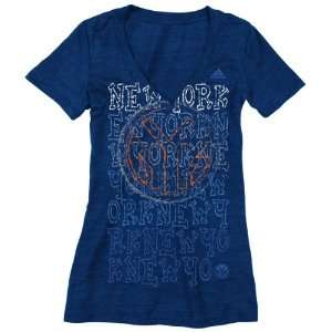   Knicks Womens Indigo Get Type Crazy V Neck T Shirt