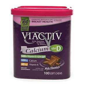 Viactiv Calcium Plus Vitamin D, Soft Chews, Milk Chocolate, 100 